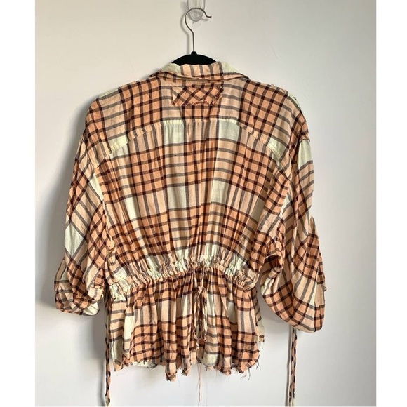 We the Free (Free People) Pacific Dawn Plaid Top Size Large - Picture 6 of 7